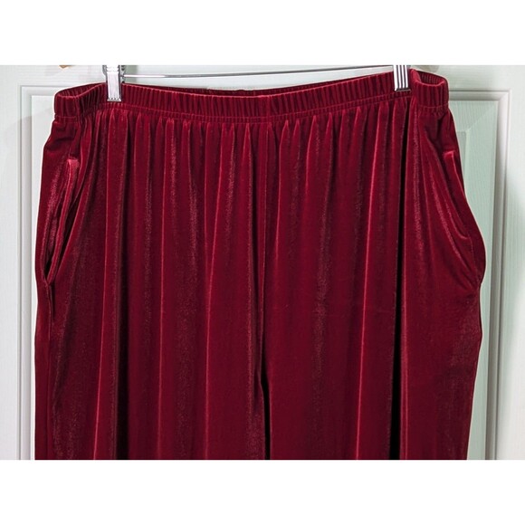 VTG Preview International Velour Track Suit Womens 3X Red Pockets Stretch V Neck - Picture 9 of 11